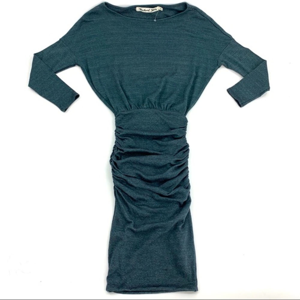 Michael Stars Ruched Boatneck Metallic Dress